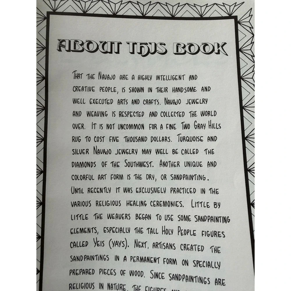 Vintage 1975 The Navajo Design Book Donna Greenlee First‎ Printing Coloring Book